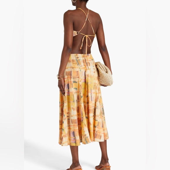 CULT GAIA Nadeesha cutout printed linen-blend midi dress - Picture 3 of 3